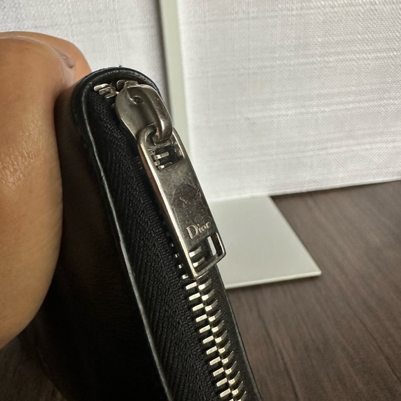 Christian Dior Smooth Leather Full Zip Around Large Wallet, Black, EUC - Picture 3 of 11